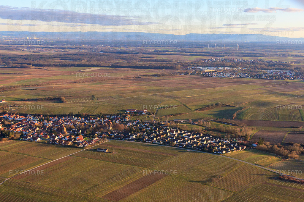 Dorfansicht im Winter aus Nordwesten | Luftbild: Dorfansicht im Winter aus Nordwesten in Insheim im Bundesland Rheinland-Pfalz in Deutschland. Foto: IMG_62226.jpg vom 23.02.2014 durch Werner Riehm/FLY-FOTO.de - Realisiert mit Pictrs.com