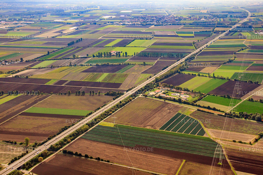 Luftbild: Kläranlage Lambsheim an der A61 in Lambsheim im Bundesland Rheinland-Pfalz in Deutschland. Foto: IMG_34421.jpg vom 03.10.2010 durch Werner Riehm/FLY-FOTO.de