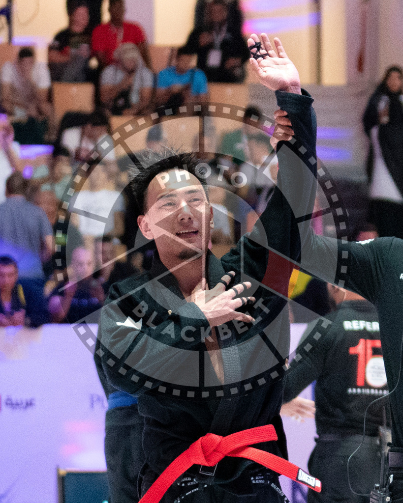 20231106PBB2489 | Fighters compete during the AJP World Master Championship in the Mubadala Arena in Abu Dhabi, Arab United Emirates, on November 6, 2023.