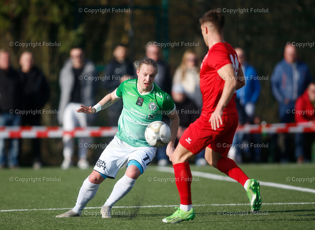 A_LUI_02032024_11 | SPORT,FUSSBALL LT1 OOE LIGA ASKOE OEDT-SV HAIDLMAIR GRUEN WEISS MICHELDORF 02.03.2024 IM BILD: (OEDT) UND LUCAS DAVID MAYR FAELTEN(MICHELDORF) FOTO:FOTOLUI