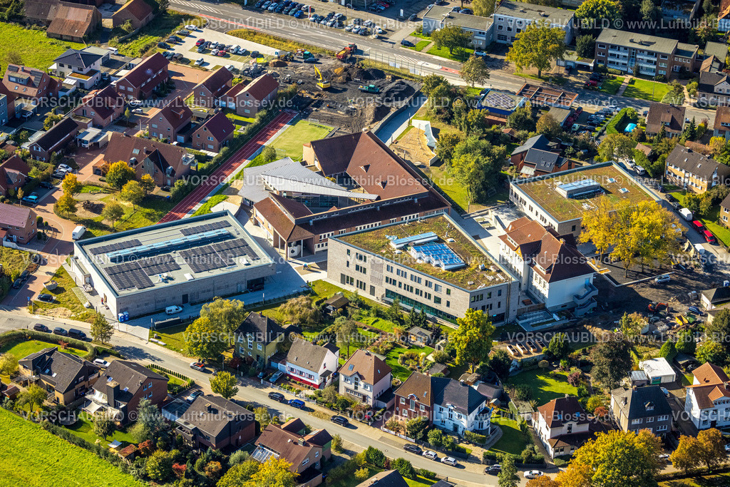 Hamm241007503 | Luftbild, Baustelle Arnold-Freymuth-Gesamtschule, An der Falkschule, Stadtbezirk Herringen, Hamm, Ruhrgebiet, Nordrhein-Westfalen, Deutschland