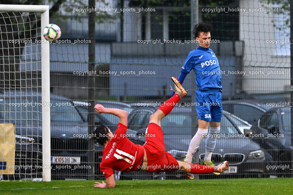 SAK vs. KAC 1909 | #11 Maximilian Walter Grochar KAC, #17 Jan Sasa Ogris-Martic SAK, SAK vs. KAC 1909, SAK vs. KAC 1909 am 17.04.2025 in Klagenfurt (Sportpark Welzenegg), Austria, (Photo by Bernd Stefan)