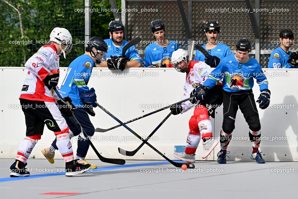 SV ASKÖ Ballhockey Villach vs. Ultras Spittal | #91 Tassotti Pascal HSC Zwa, #11 Robin Erroll SV ASKÖ Ballhockey, #12 Malli Nicolas SV ASKÖ Ballhockey, #3 Juvan Maximilian HSC Zwa, SV ASKÖ Ballhockey Villach vs. Ultras Spittal, SV ASKÖ Ballhockey Villach vs. Ultras Spittal am 10.05.2026 in Villach (Alpen Arena ), Austria, (Photo by Bernd Stefan)