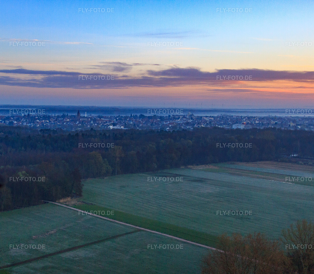Luftbild: Otterbachniederung im Morgendunst in Kandel im Bundesland Rheinland-Pfalz in Deutschland. Foto: IMG_62953.jpg vom 20.03.2014 durch Werner Riehm/FLY-FOTO.de