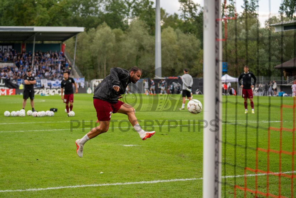 SG Sonnenhof Großaspach vs. Arminia Bielefeld, Fussball, DFB-Pokal, 1. Runde, 22.08.2026 | Fabian Eisele (SG Sonnenhof Großaspach, #23),SG Sonnenhof Großaspach vs. Arminia Bielefeld, Fussball, DFB-Pokal, 1. Runde, 22.08.2026,DFB regulations prohibit any use of photographs as image sequences and/or quasi-video