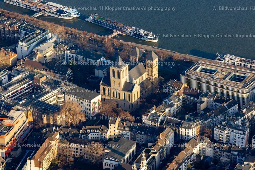 Luftbilder Köln-7875 | Luftbildfotografie Kirchengebäude " Basilika St. Kunibert " an der Straße Kunibertskloster in Köln im Bundesland Nordrhein-Westfalen, Deutschland. - Realisiert mit Pictrs.com