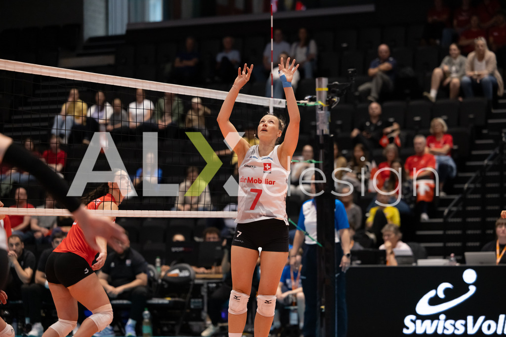 Georgia v Switzerland - CEV European League Women | KRIENS, SWITZERLAND - JUNE 12: MÉLINE PIERRET of Switzerland during the CEV European League match between Georgia and Switzerland at Pilatus Arena on June 12, 2026 in Kriens, Switzerland. - Realisiert mit Pictrs.com