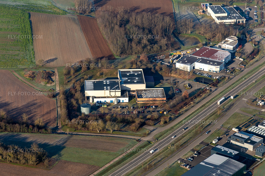 Aerial view: Shimmer & Black Interpolymer in the district Altenstadt in Wissembourg in the state Bas-Rhin, France.Photo: IMG_124083.jpg taken on 01/11/2021 by Werner Riehm/FLY-FOTO.comResolution of the original: 5472 x 3648 pxWWW.ZSCHIMMER-SCHWARZ.COM