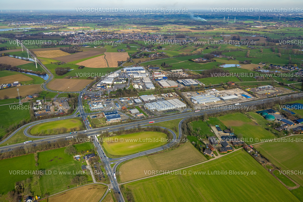 Isselburg240313695 | Luftbild, Gewerbegebiet Heelden an der Autobahn A3 Anschlussstelle Rees, Bundesstraße B67, Heelden, Isselburg, Nordrhein-Westfalen, Deutschland