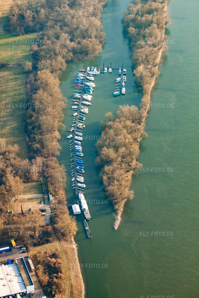 Luftbild: Motorboothafen im Ortsteil Rheinau in Mannheim im Bundesland Baden-Württemberg in Deutschland. Foto: IMG_25284.jpg vom 23.03.2010 durch Werner Riehm/FLY-FOTO.de