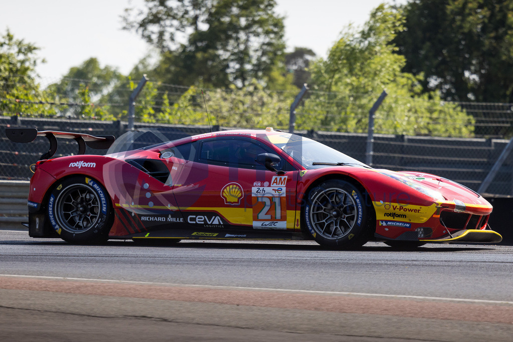 Trainproduction-20230608-1015 | LE MANS,FRANCE,08.Jun.23 - MOTORSPORTS - WEC, FIA World Endurance Championships, 24 Hours of Le Mans, Circuit de la Sarthe, free practice 3. Image shows Simon Mann (USA), Julien Piguet (FRA) and Ulysse De Pauw (BEL/ AF Corse). Photo: Trainproduction / Matthias Trinkl