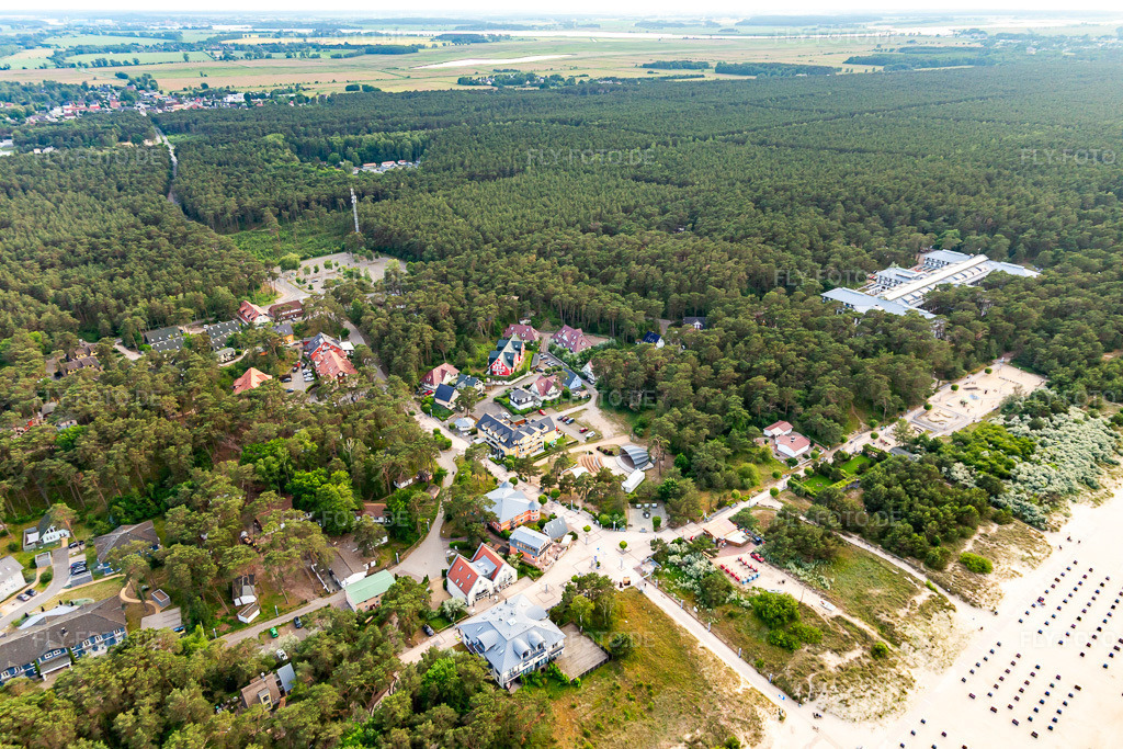Luftbild: Ostseestrand Trassenheide in Trassenheide im Bundesland Mecklenburg-Vorpommern in Deutschland. Foto: IMG_141418.jpg vom 06.06.2024 durch Werner Riehm/FLY-FOTO.de