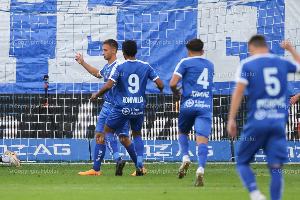 A_LUI_20230806_0019 | SPORT FUSSBALL ADMIRAL BUNDESLIGA  2023/24
FC BLAU WEIß LINZ VS TSV EGGER GLAS HARTBERG
IM BILD: Tor Blau Weiß Linz Tobias Koch (FC Blau Weiß Linz)
FOTO:FOTOLUI/UW