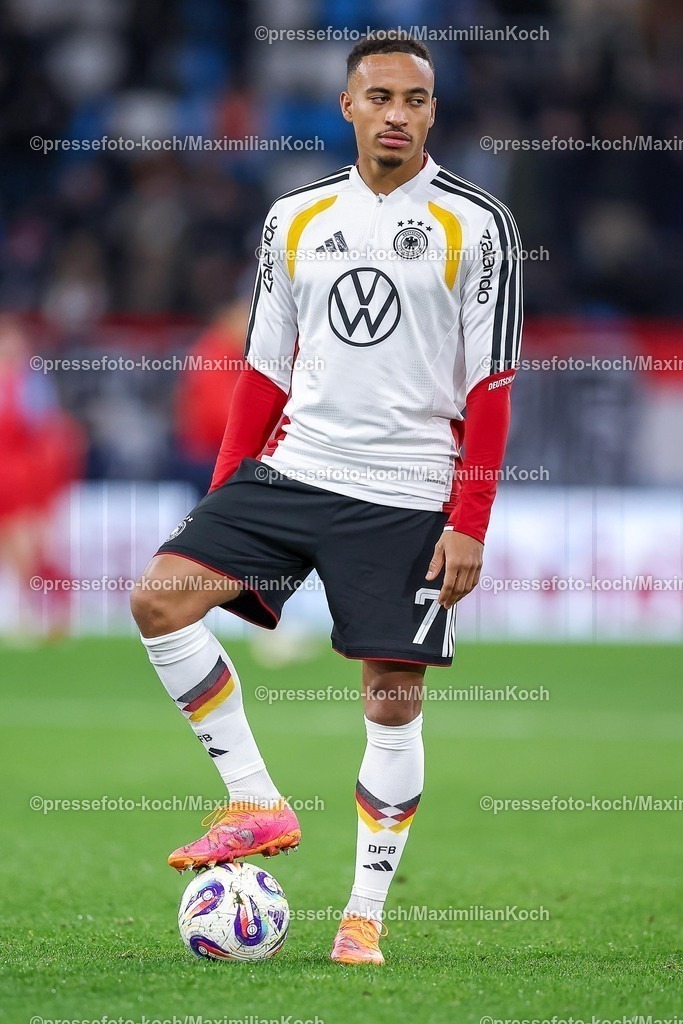 DFB14112503101 | 14.11.2025, Fußball, Länderspiel, WM-Qualifikation Europa, Deutschland - Luxemburg, Stade de Luxembourg (Croix de Gasperich, Luxemburg), 9. Spieltag, Saison 2025 2026: Jamie Leweling (GER #07)  Regulations prohibit any use of photographs as image sequences and or quasi-video.