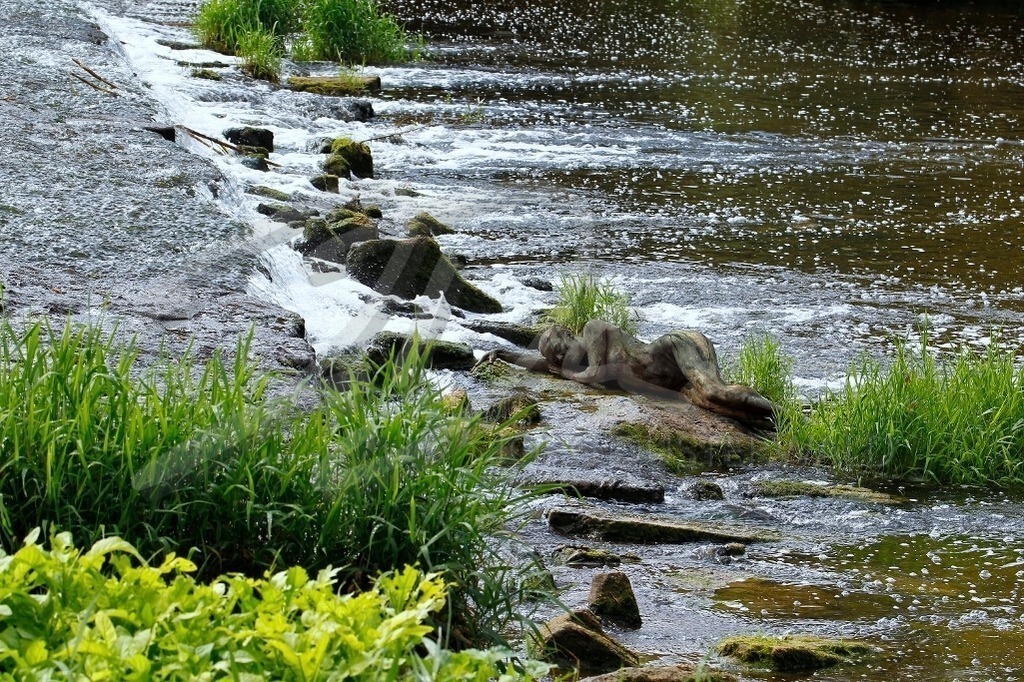 NatureArt-FLUSSWEHR_9210 | Zwischen Steinen und Gräsern im Wasser | #001 | Modell: Daniela | Foto: Tschiponnique Skupin - Realisiert mit Pictrs.com