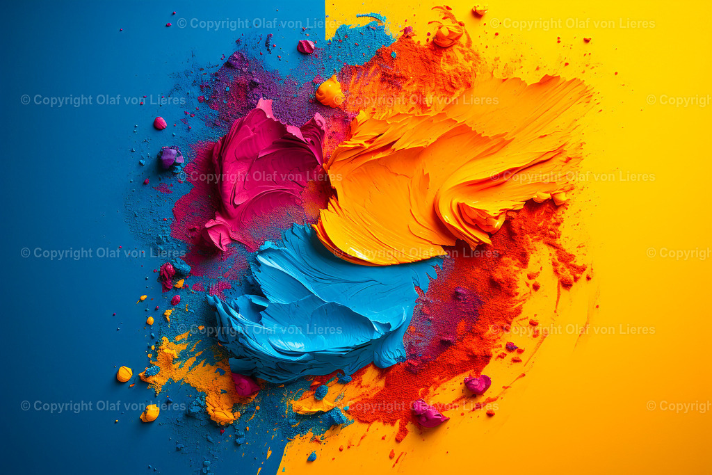 abstraktes Wandbild mit bunten Farben | bunte Farben minimalistisch als Wandbild