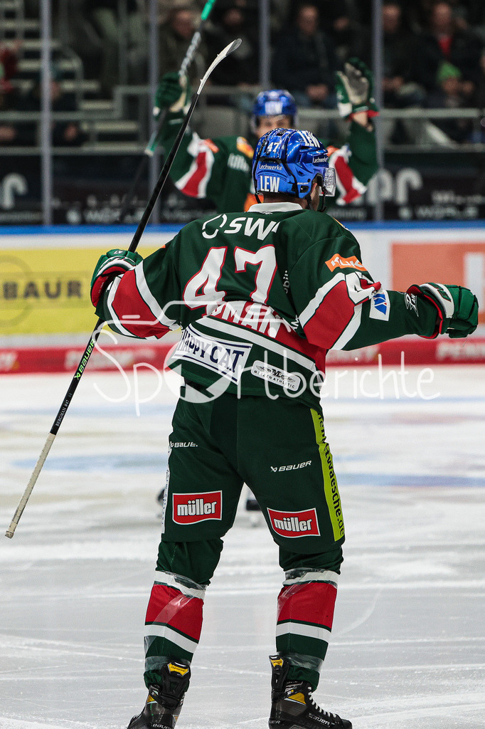 Augsburger Panther - Nuernberg ICE Tigers | Wade BERGMAN (AEV #47) jubelt ueber sein Tor zum 2-1 gegen Nuernberg