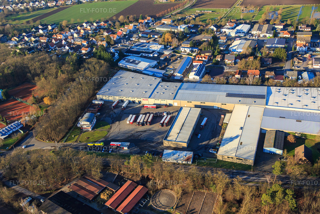 Luftbild: Hubert Eichenlaub Transporte und Spedition GmbH in Herxheim bei Landau im Bundesland Rheinland-Pfalz in Deutschland. Foto: IMG_076487.jpg vom 05.01.2015 durch Werner Riehm/FLY-FOTO.deHubert Eichenlaub Transporte und Spedition GmbH