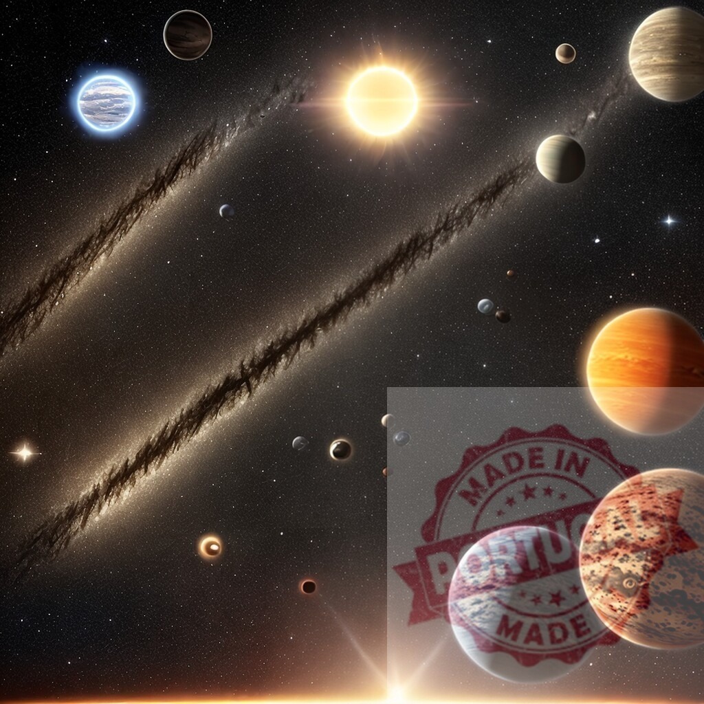 Solar system planets orbiting sun in asteroid belt | Planets rotating around a sun in an asteroid field, showcasing astronomy and cosmic discovery - Realisiert mit Pictrs.com