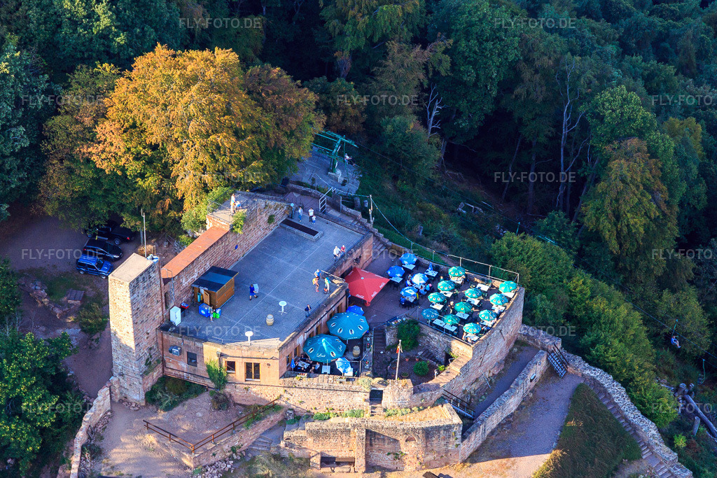 Luftbild: Burgruine Rietburg in Rhodt unter Rietburg im Bundesland Rheinland-Pfalz in Deutschland. Foto: IMG_111779.jpg vom 16.09.2018 durch Werner Riehm/FLY-FOTO.deRhodt unter Rietburg - historisch.schön