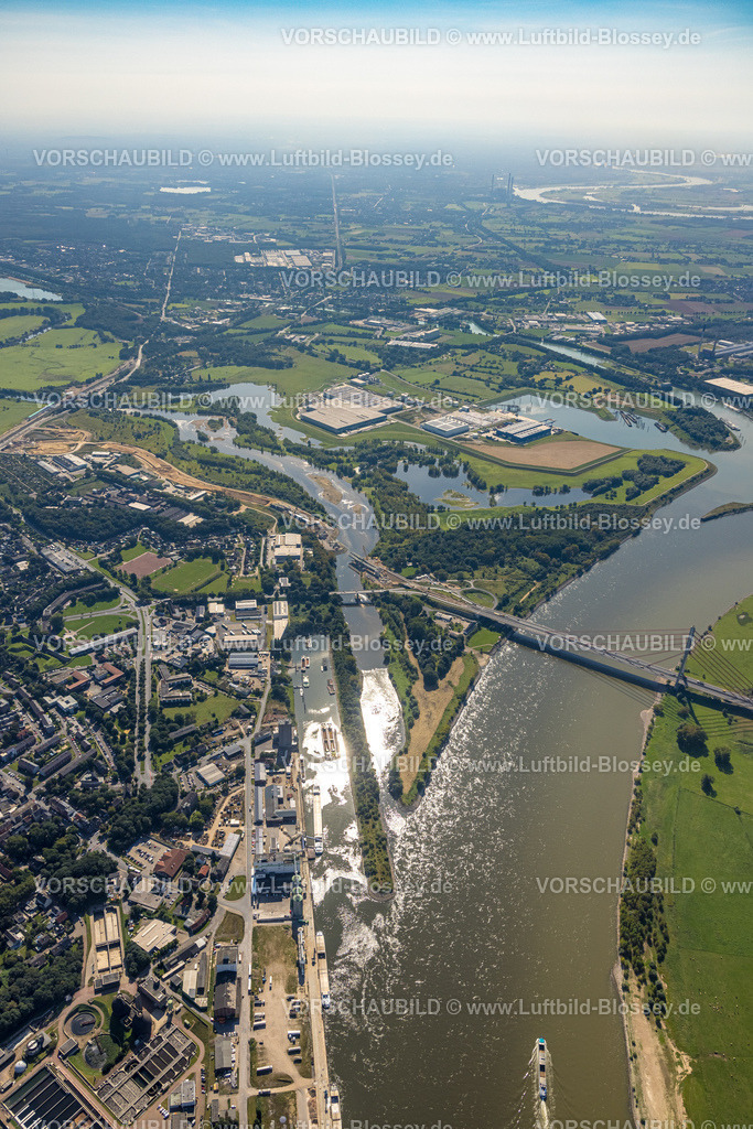 Wesel240805270Lippemuendung300dpi | Luftbild, Lipperenaturierung, Lippemündung in den Rhein, B58n Südumgehung, Lippeverlauf, Fluss Lippe, Lippeverband, , Wesel, Ruhrgebiet, Nordrhein-Westfalen, Deutschland