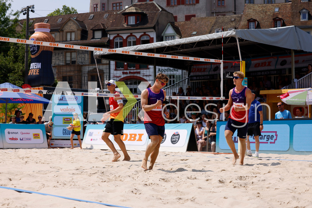 Obi BeachTour 2026 - Basel | BASEL, SWITZERLAND - JULY 19: FLORIAN BREER (SUI) and MATHIS KÄLIN (SUI) during the Obi BeachTour 2026 match between LEITNER / KINDL (AUT) and BREER / KÄLIN (SUI) at Barfüsserplatz on July 19, 2026 in Basel, Switzerland. - Realisiert mit Pictrs.com