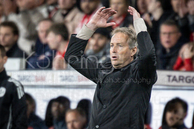 DFB Cup semifinal match Bayer 04 Leverkusen vs. FC Bayern Munich, 22.04.2026 | LEVERKUSEN, GERMANY - APRIL 22, 2026: Kasper Hjulmand (Head Coach Bayer 04 Leverkusen) gestures  emotional during the German DFB Cup semifinal match between Bayer 04 Leverkusen vs. FC Bayern Munich at BayArena on April 22, 2026 in Leverkusen, Germany. DFL REGULATIONS PROHIBIT ANY USE OF PHOTOGRAPHS AS IMAGE SEQUENCES AND/OR QUASI-VIDEO.
