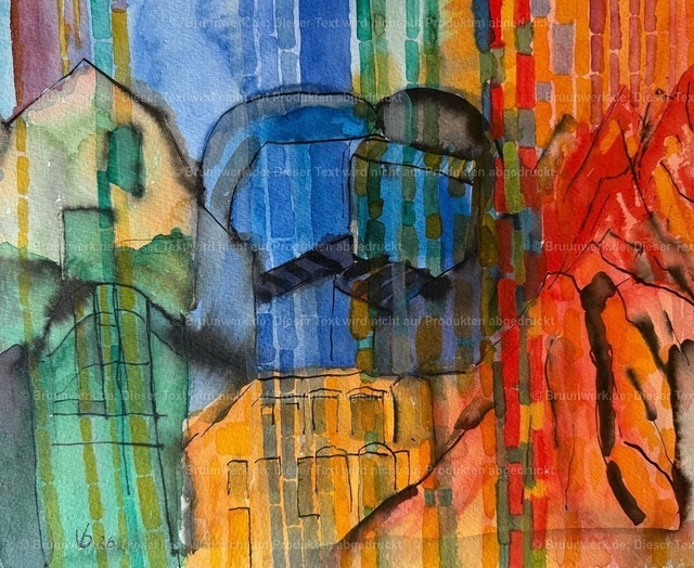 "Nord-Süd-Ost-West" | Aquarell über Tusche, auf 640g/qm Hahnemühle-Bütten, 27x34cm - Realisiert mit Pictrs.com