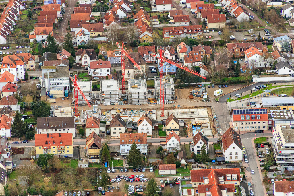 Luftbild: Baustelle für Neubaugebiet Im Stadtkern aus Osten in Kandel im Bundesland Rheinland-Pfalz in Deutschland. Foto: IMG_085940.jpg vom 08.01.2016 durch Werner Riehm/FLY-FOTO.de