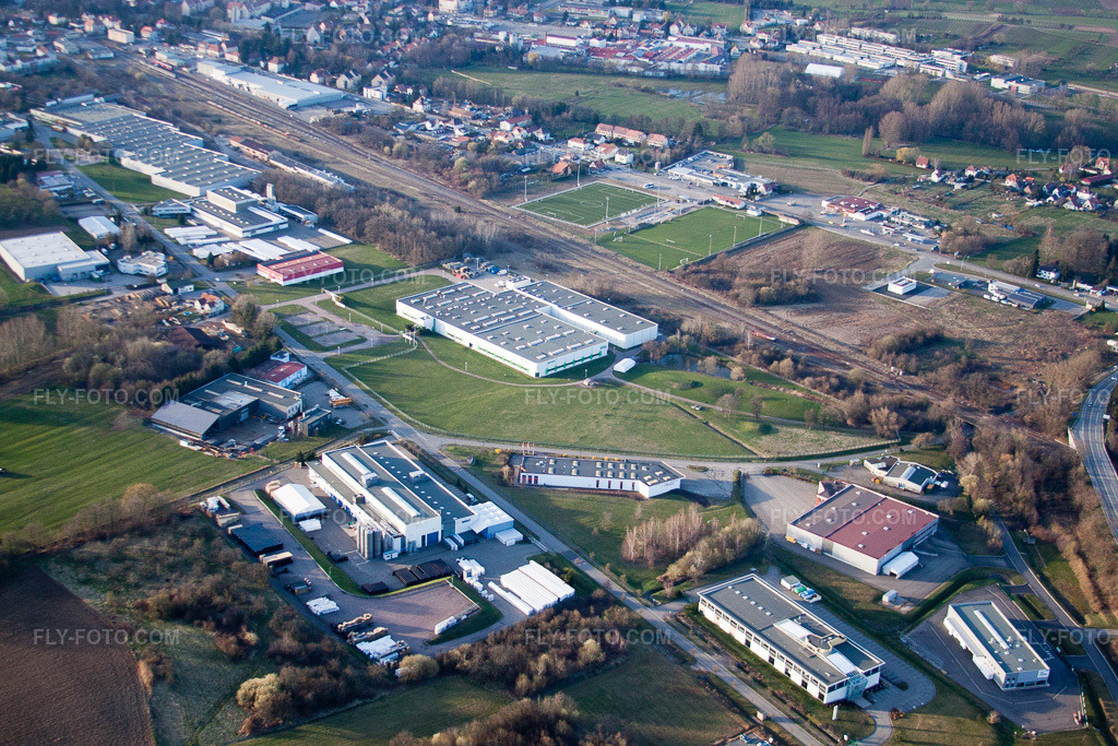 Aerial view: WERIT SAS, ETESIA in the district Altenstadt in Wissembourg in the state Bas-Rhin, France.Photo: IMG_38788.jpg taken on 03/20/2011 by Werner Riehm/FLY-FOTO.comResolution of the original: 4752 x 3168 px