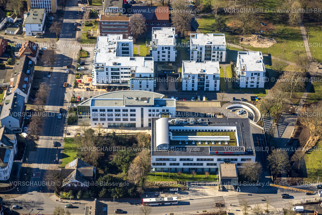 Luenen230204133 | Luftbild, Sparkasse an der Lippe, Wohnanlage Am Stadtpark, Lünen, Ruhrgebiet, Nordrhein-Westfalen, Deutschland