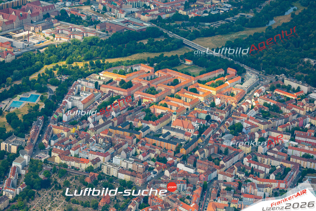 aktuelles Luftbild von  Johannisstrasse-nuernberg - Luftaufnahme wurde 2019 von https://frankenair.de mittels Flugzeug (keine Drohne) erstellt.
