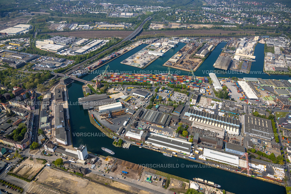 Dortmund220500767DortmunderHafen | Luftbild vom Dortmunder Hafen mit Speicherstraße und Kanalstraße, e-port-dortmund, Dortmund-Ems-Kanal, Containerhafen,  Hafen, Dortmund, Ruhrgebiet, Nordrhein-Westfalen, Deutschland 