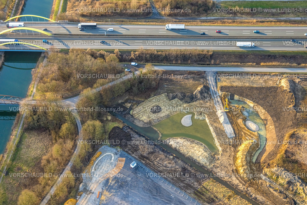 Hamm260204300 | Luftbild, Baugebiet Geithe, Datteln-Hamm-Kanal, Bundesautobahn-Brücke A2 Uentrop, Hamm, Ruhrgebiet, Nordrhein-Westfalen, Deutschland