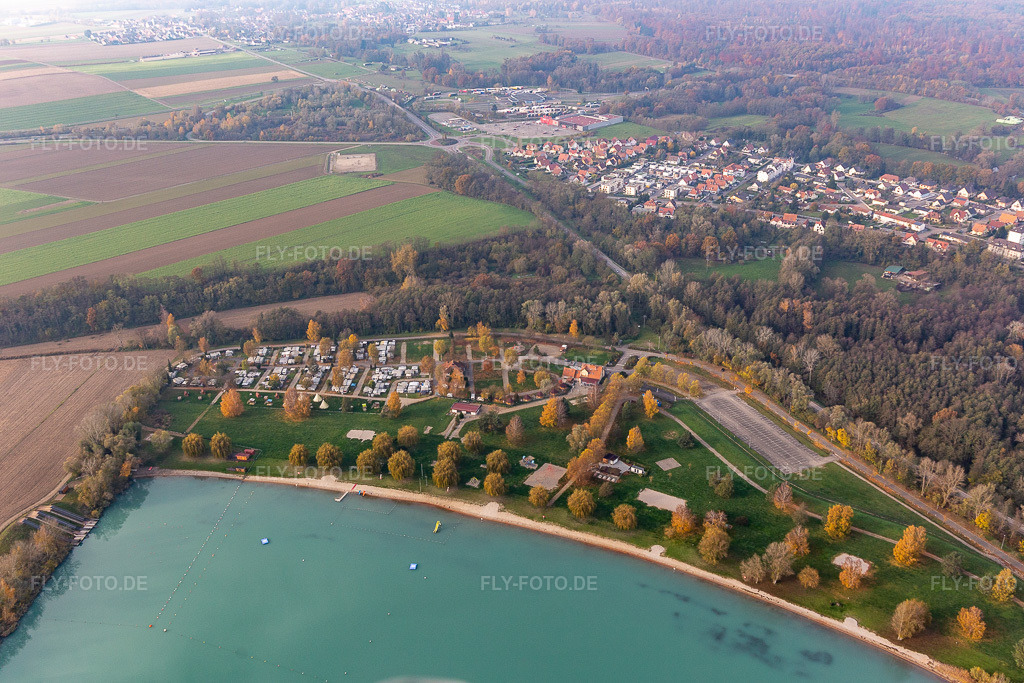 Luftbild: Camping des Mouettes in Lauterbourg im Bundesland Bas-Rhin in Frankreich. Foto: IMG_119843.jpg vom 24.11.2019 durch Werner Riehm/FLY-FOTO.de