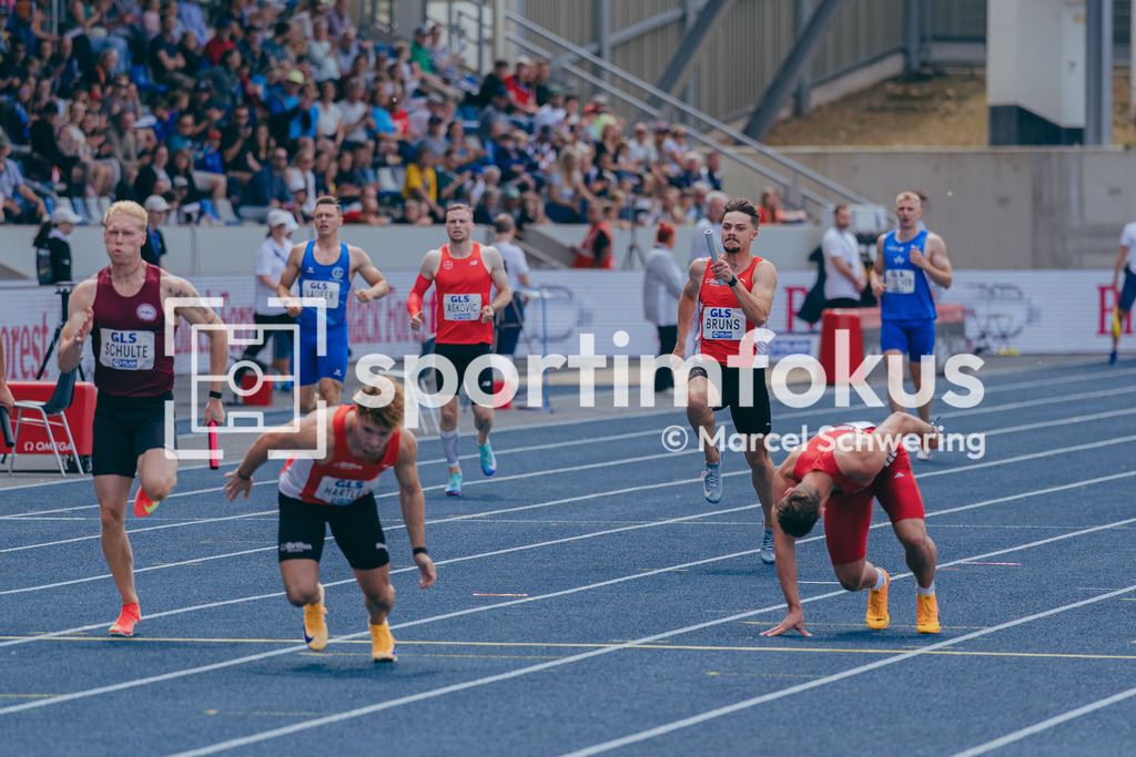 Deutsche Meisterschaften der Frauen und Männer 2026 | Jakob Bruns, LG Brillux Münster, 4x100-Meter-Staffel, Deutsche Meisterschaften der Frauen und Männer 2026, Lohrheidestadion Bochum-Wattenscheid, 26.07.2026. Foto: Marcel Schwering / sportimfokus - Realisiert mit Pictrs.com