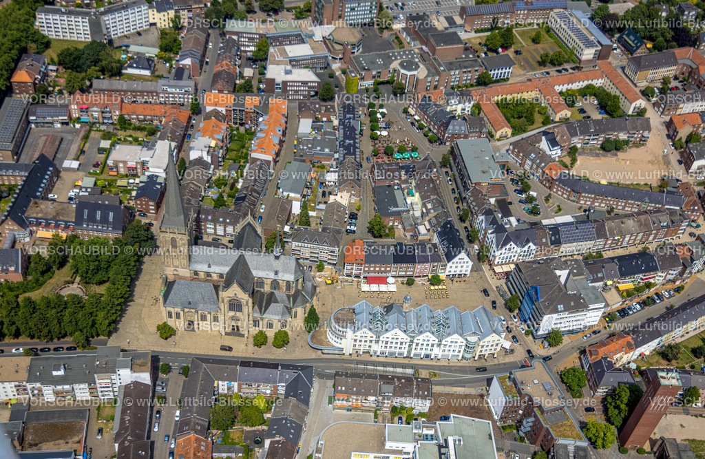 Wesel220703473 | Luftbild, City mit Großer Markt am Willibrordi-Dom, evang. Kirche, Wesel, Niederrhein, Nordrhein-Westfalen, Deutschland