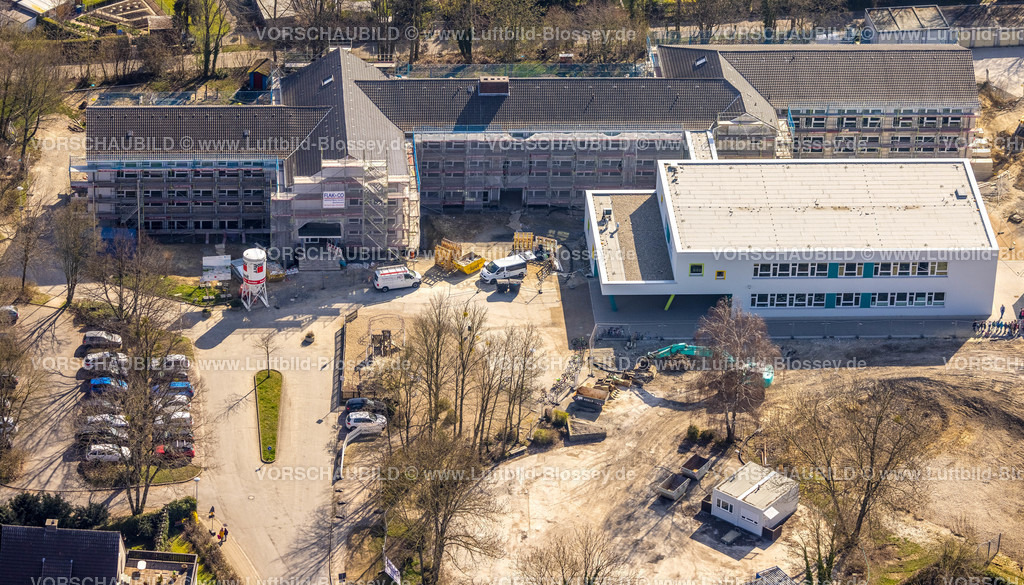 Werl220301177 | Luftbild, Baustelle mit Ausbau und Umbau der Walburgisschule, Werl, Soester Börde, Nordrhein-Westfalen, Deutschland