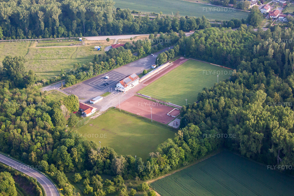 Luftbild: Spielplatz VFR im Ortsteil Rheinsheim in Philippsburg im Bundesland Baden-Württemberg in Deutschland. Foto: IMG_64891.jpg vom 18.05.2014 durch Werner Riehm/FLY-FOTO.de