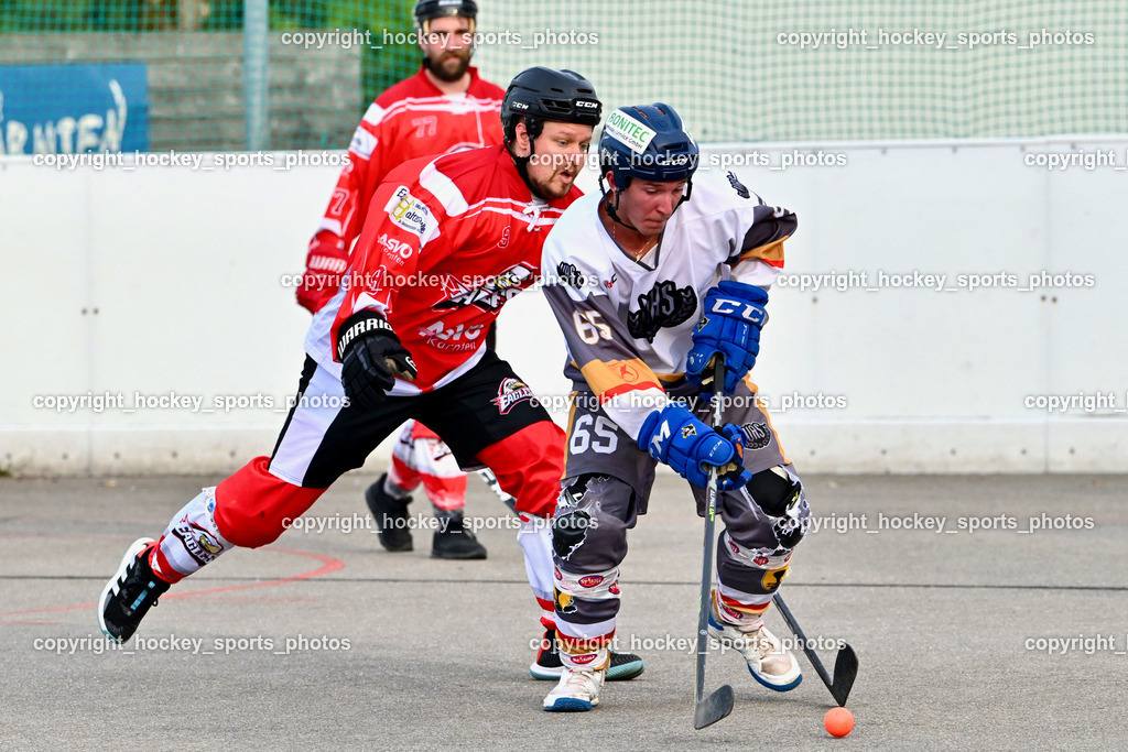 VAS Ballhockey vs. HSC Eagles Poggersdorf | #65 Ortner Stefan, #9 Götzhaber Daniel, VAS Ballhockey vs. HSC Eagles Poggersdorf, VAS Ballhockey vs. HSC Eagles Poggersdorf am 14.07.2024 in Villach (Alpen Arena ), Austria, (Photo by Bernd Stefan)