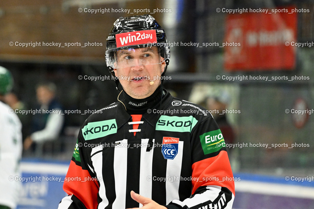 EC IDM WÄRMEPUMPEN VSV vs. FTC-TELEKOM JÉGKORONG | SMETANA LADISLAV Referee, EC IDM WÄRMEPUMPEN VSV vs. FTC-TELEKOM JÉGKORONG, EC IDM WÄRMEPUMPEN VSV vs. FTC-TELEKOM JÉGKORONG am 19.10.2025 in Villach (Stadthalle Villach), Austria, (Photo by Bernd Stefan)