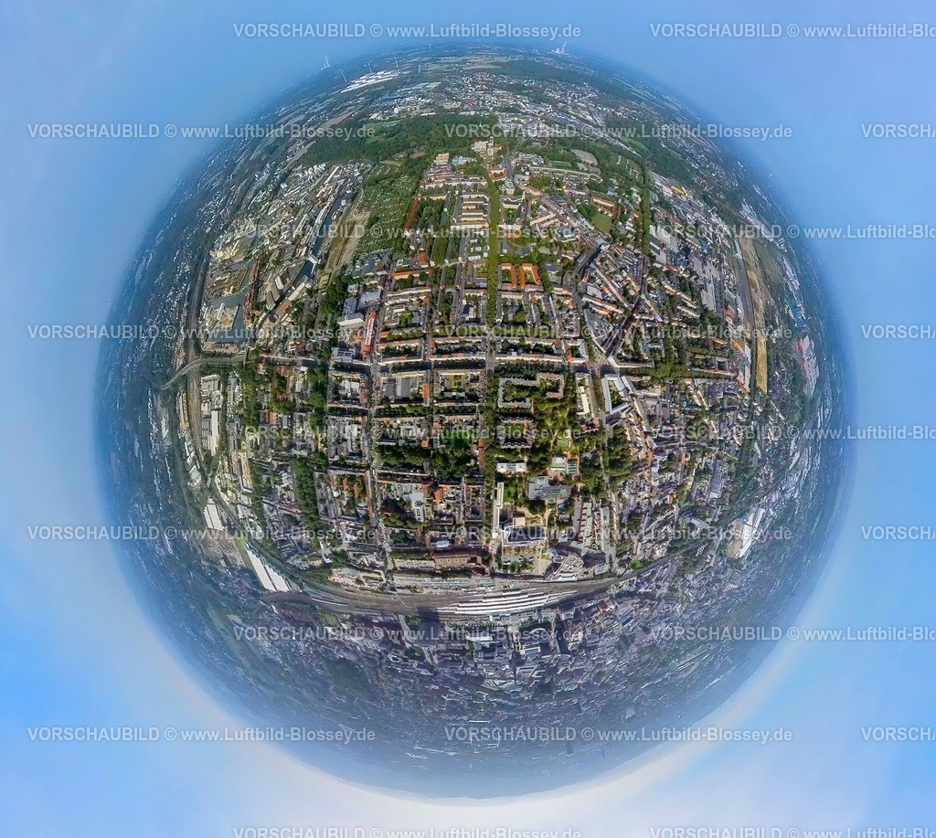 Dortmund231090054MallinckrodtstrasseNorden | Luftbild, Wohngebiet Mallinckrodtstraße Dortmund-Nord, Erdkugel, Fisheye Aufnahme, Fischaugen Aufnahme, 360 Grad Aufnahme, tiny world, Nordmarkt, Dortmund, Ruhrgebiet, Nordrhein-Westfalen, Deutschland