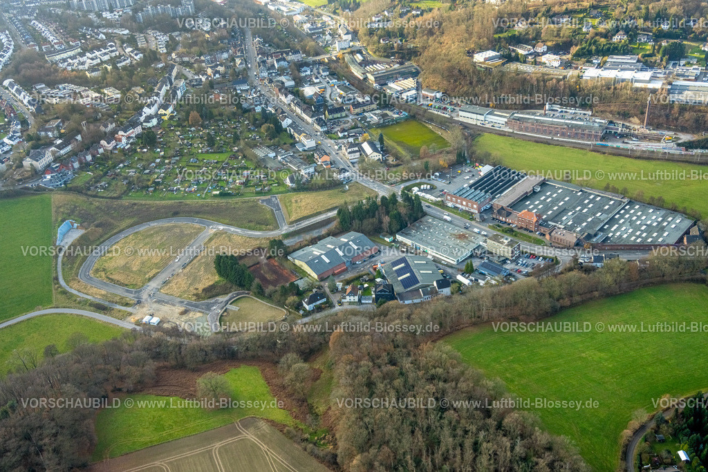 Velbert251200874Langenberg | , Luftbild, Baustelle und Erschließung neues Wohngebiet Fellershof an der Fellerstraße, Gewerbegebiet Bonsfelder Straße, Oberbonsfeld, Velbert, Bergisches Land, Nordrhein-Westfalen, Deutschland