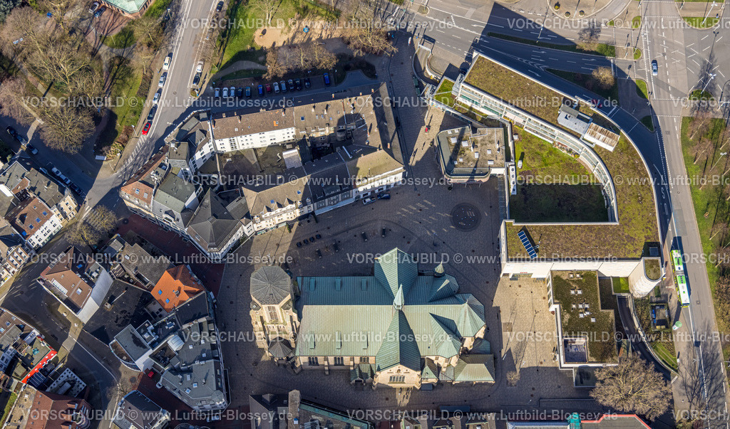 Gelsenkirchen230211342 | Luftbild, Probsteikirche Sankt. Urbanus, Domplatte, Buer, Gelsenkirchen, Ruhrgebiet, Nordrhein-Westfalen, Deutschland