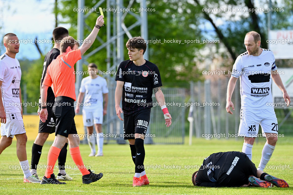 ASK Klagenfurt vs. SK Vorwärts Steyr 21.4.2024 | Florian Sabathi Referee, #5 Martin Coello Carrera SK Vorwärts Steyr, #20 Danijel Micic ASK Klagenfurt, ASK Klagenfurt vs. SK Vorwärts Steyr 21.4.2024, ASK Klagenfurt vs. SK Vorwärts Steyr am 21.04.2024 in Klagenfurt (ASK Sportzentrum Fischl), Austria, (Photo by Bernd Stefan)