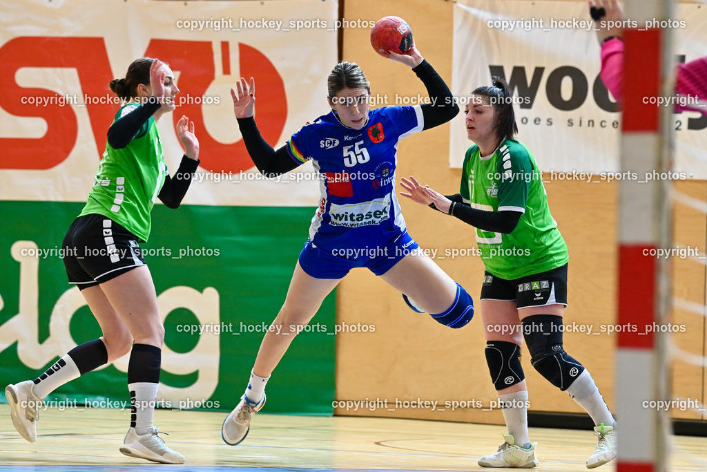 SC Ferlach Damen vs. HIB Graz 18.2.2023 | #17 STRASSER Carina, #55 Pavkovic Andrea, #97 DAVIDOVIC Laura