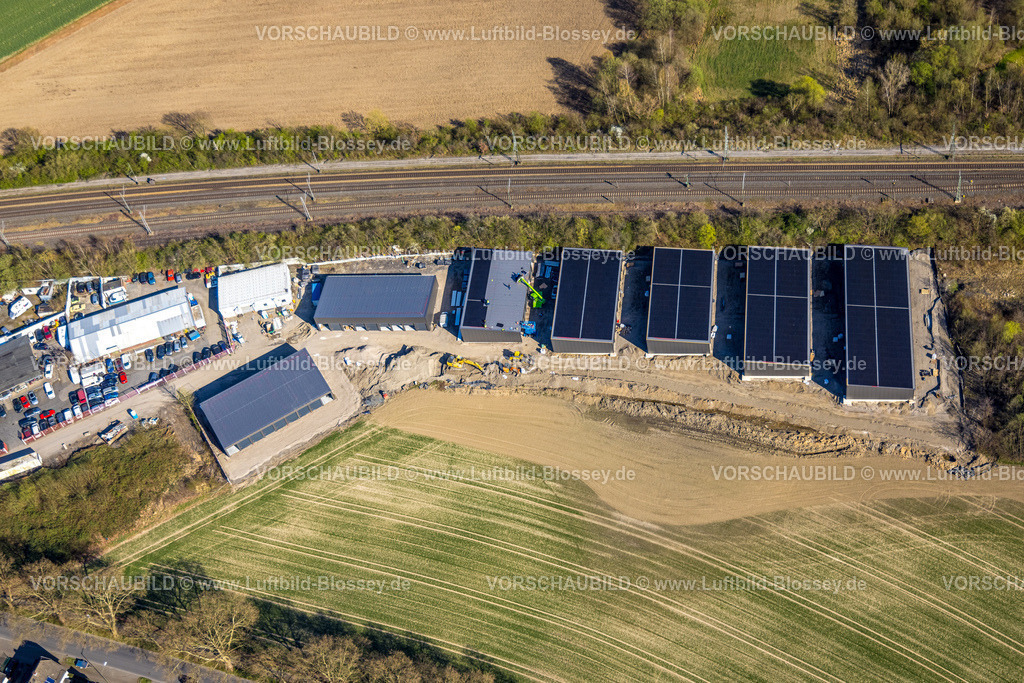 Luenen250403862 | Luftbild, Baugebiet an der Bahnlinie, Derner Straße Gewerbegebiet, Horstmar, Lünen, Ruhrgebiet, Nordrhein-Westfalen, Deutschland