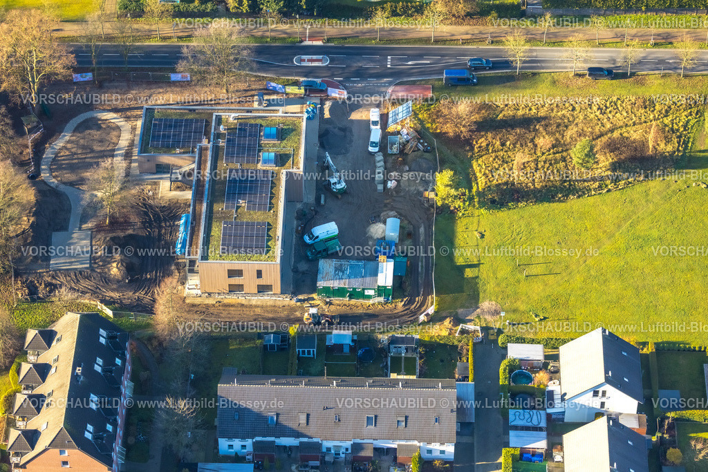 Hamm251202351 | Luftbild, Baustelle mit Neubau Kita Villa Kunterbunt an der Ostwennemarstraße Ecke Alter Uentroper Weg, Solardach, Uentrop, Hamm, Ruhrgebiet, Nordrhein-Westfalen, Deutschland