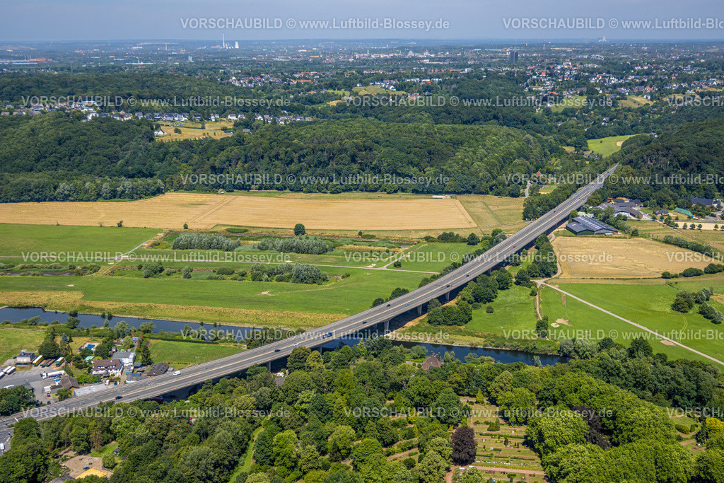 Hattingen230708331 | Luftbild, Kosterbrücke über den Fluss Ruhr, Welper, Hattingen, Ruhrgebiet, Nordrhein-Westfalen, Deutschland