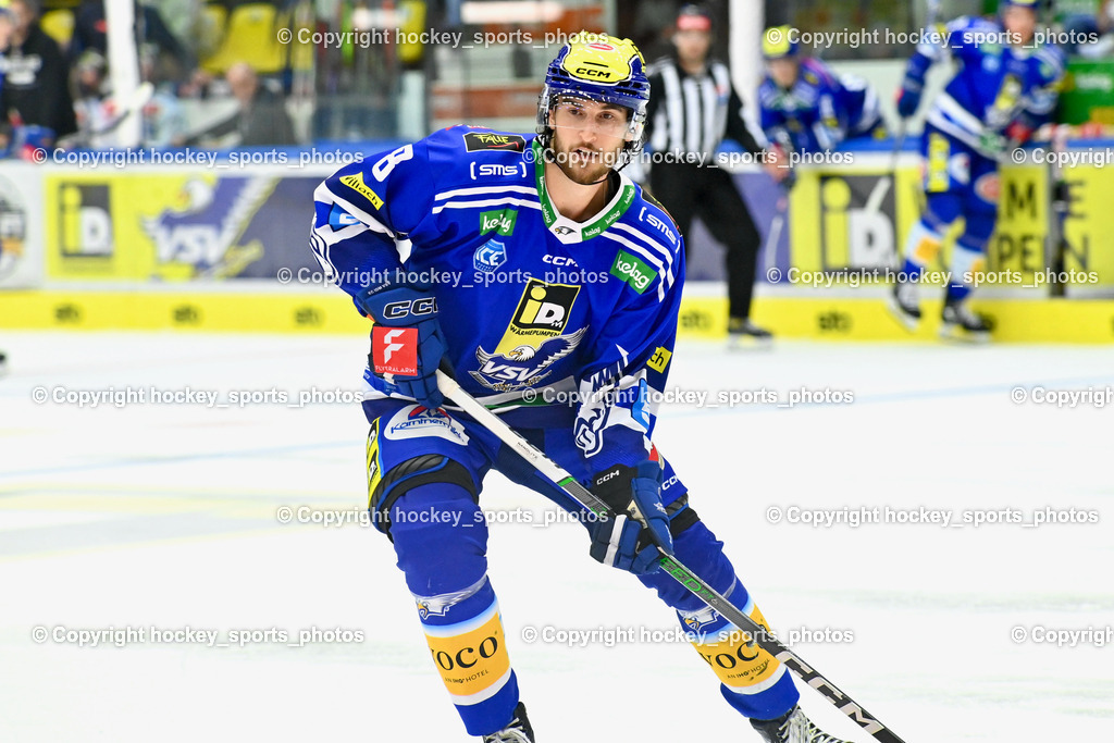 EC IDM Wärmepumpen VSV vs. HC Bozen 19.9.2023 | #8 REBERNIG Maximilian,  win2day icehockeyleague, EC IDM Wärmepumpen - HC Bozen  am 19.09.2023 in Villach (Stadhalle Villach), Austria, (Photo by Bernd Stefan)